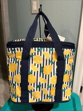 Live In Style Insulated Lemon Stripe Cooler 
2-Bag SET - Navy & Yellow